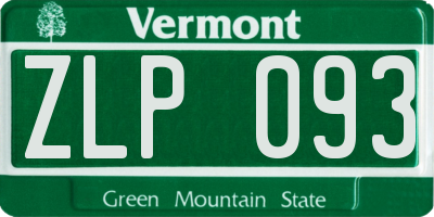 VT license plate ZLP093