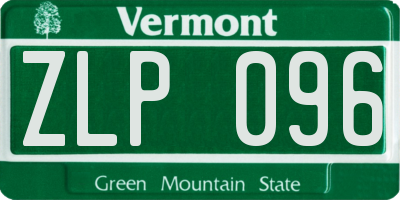 VT license plate ZLP096