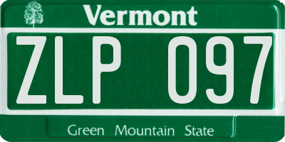 VT license plate ZLP097