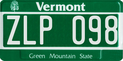 VT license plate ZLP098