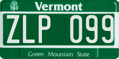 VT license plate ZLP099
