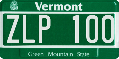 VT license plate ZLP100