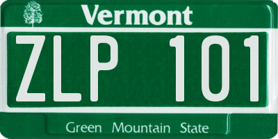 VT license plate ZLP101