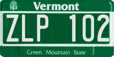VT license plate ZLP102