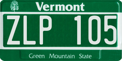 VT license plate ZLP105