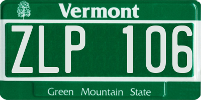 VT license plate ZLP106