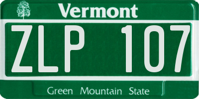 VT license plate ZLP107