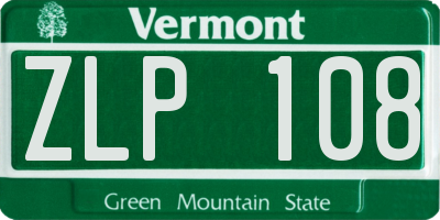 VT license plate ZLP108