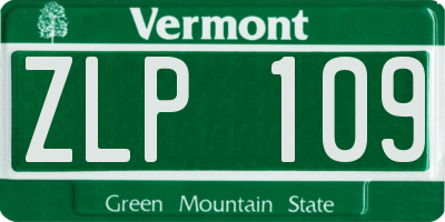 VT license plate ZLP109