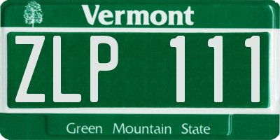 VT license plate ZLP111