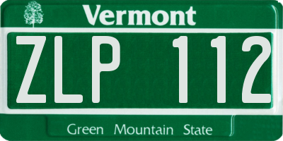 VT license plate ZLP112