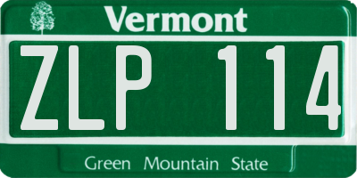 VT license plate ZLP114