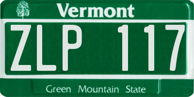 VT license plate ZLP117