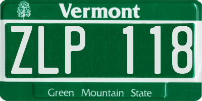 VT license plate ZLP118