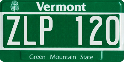 VT license plate ZLP120
