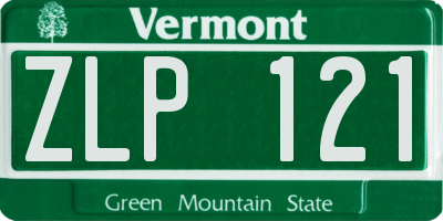 VT license plate ZLP121