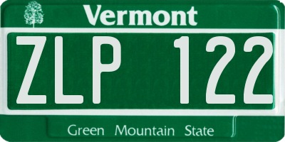VT license plate ZLP122