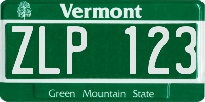 VT license plate ZLP123