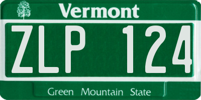 VT license plate ZLP124