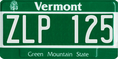 VT license plate ZLP125