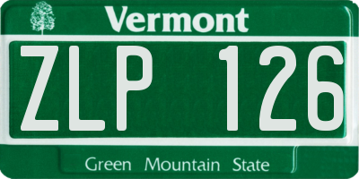 VT license plate ZLP126
