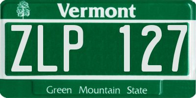VT license plate ZLP127
