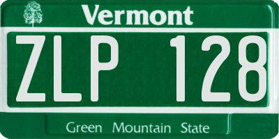 VT license plate ZLP128