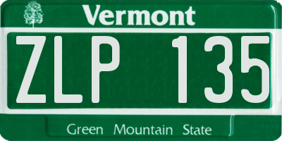 VT license plate ZLP135