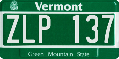 VT license plate ZLP137