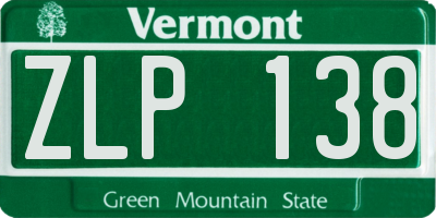 VT license plate ZLP138