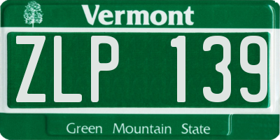 VT license plate ZLP139