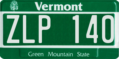 VT license plate ZLP140