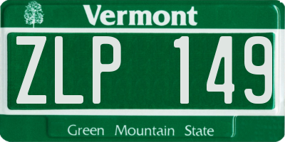 VT license plate ZLP149