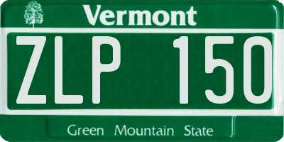 VT license plate ZLP150