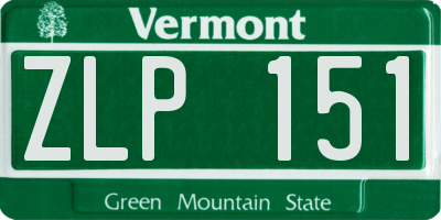 VT license plate ZLP151