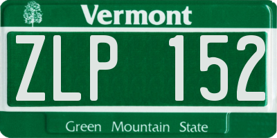 VT license plate ZLP152