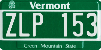 VT license plate ZLP153