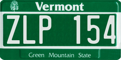VT license plate ZLP154