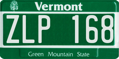 VT license plate ZLP168