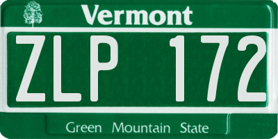 VT license plate ZLP172