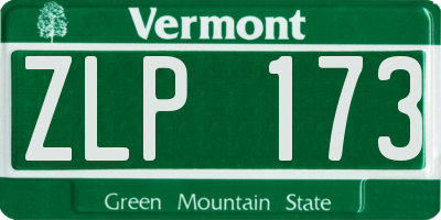 VT license plate ZLP173