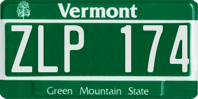 VT license plate ZLP174