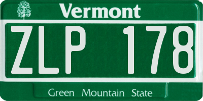 VT license plate ZLP178