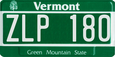 VT license plate ZLP180