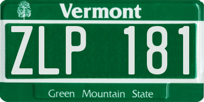 VT license plate ZLP181