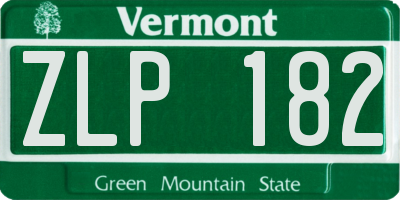 VT license plate ZLP182