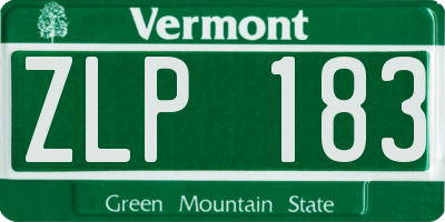 VT license plate ZLP183
