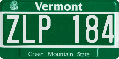 VT license plate ZLP184