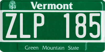 VT license plate ZLP185