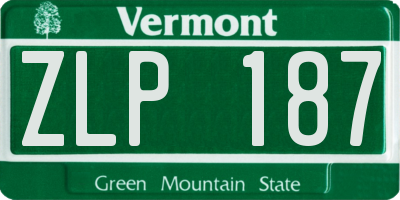 VT license plate ZLP187